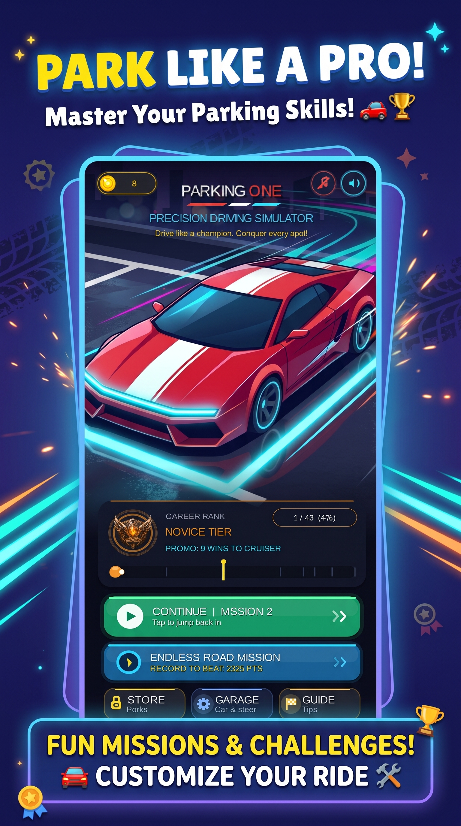 Parking One - Main Menu & Career Hub